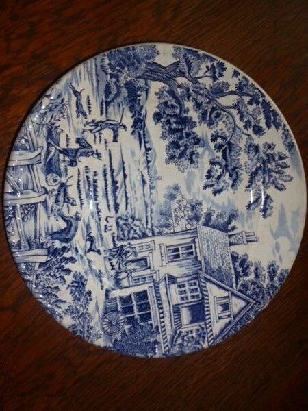 Plate old blue ceramic patterns