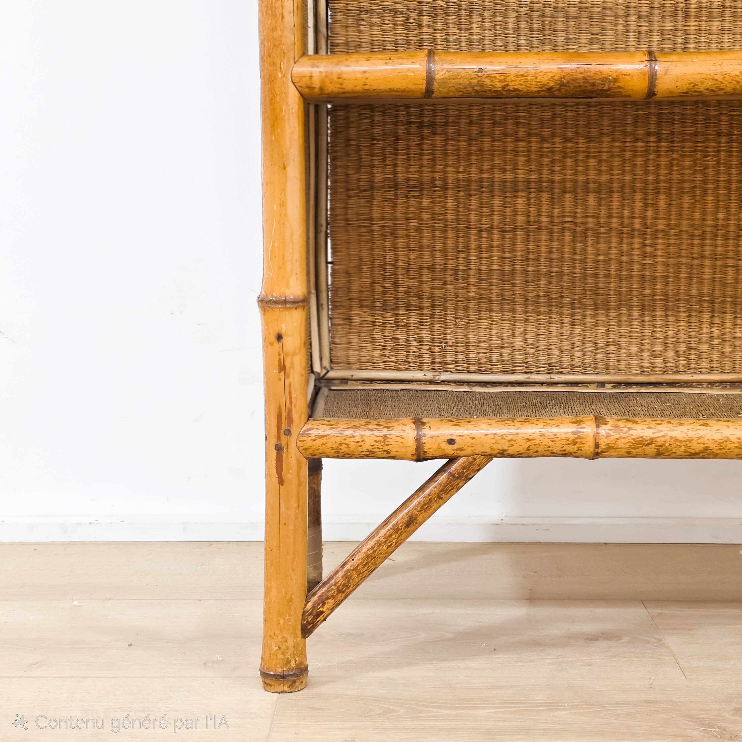 Superb antique bamboo and rattan library – 19th century