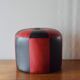 Vintage round pouf in red and black Skai