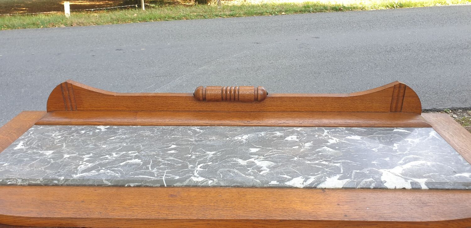 Art deco oak and marble sideboard