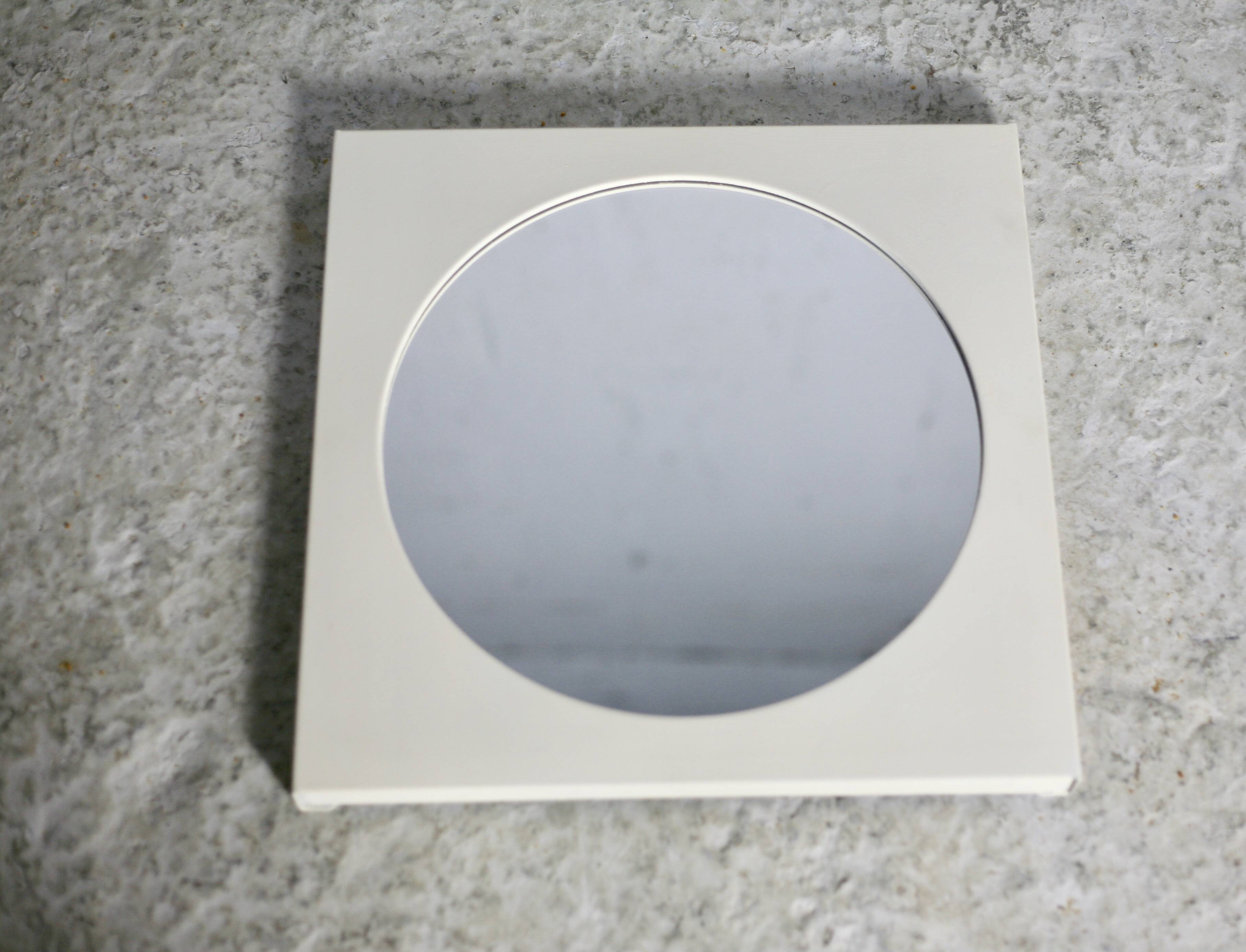 "space age" mirror, steel, 70s.