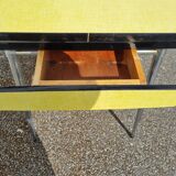 Yellow formica table and 2 extensions 1965