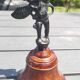 Pair of table bells musician angels in copper metal and bronze
