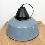 Industrial Grey Enamel and Cast Iron Pendant Light, 1960s