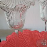 Lot of 2 photophore candlesticks in corolla shape