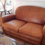 Tawny leather canape