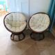 Vintage set of 2 swivel chairs in bamboo and rattan - Papasan shape