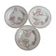 Lot de 3 assiettes plates , modèle "oeillet" de Lunéville, terre de fer
