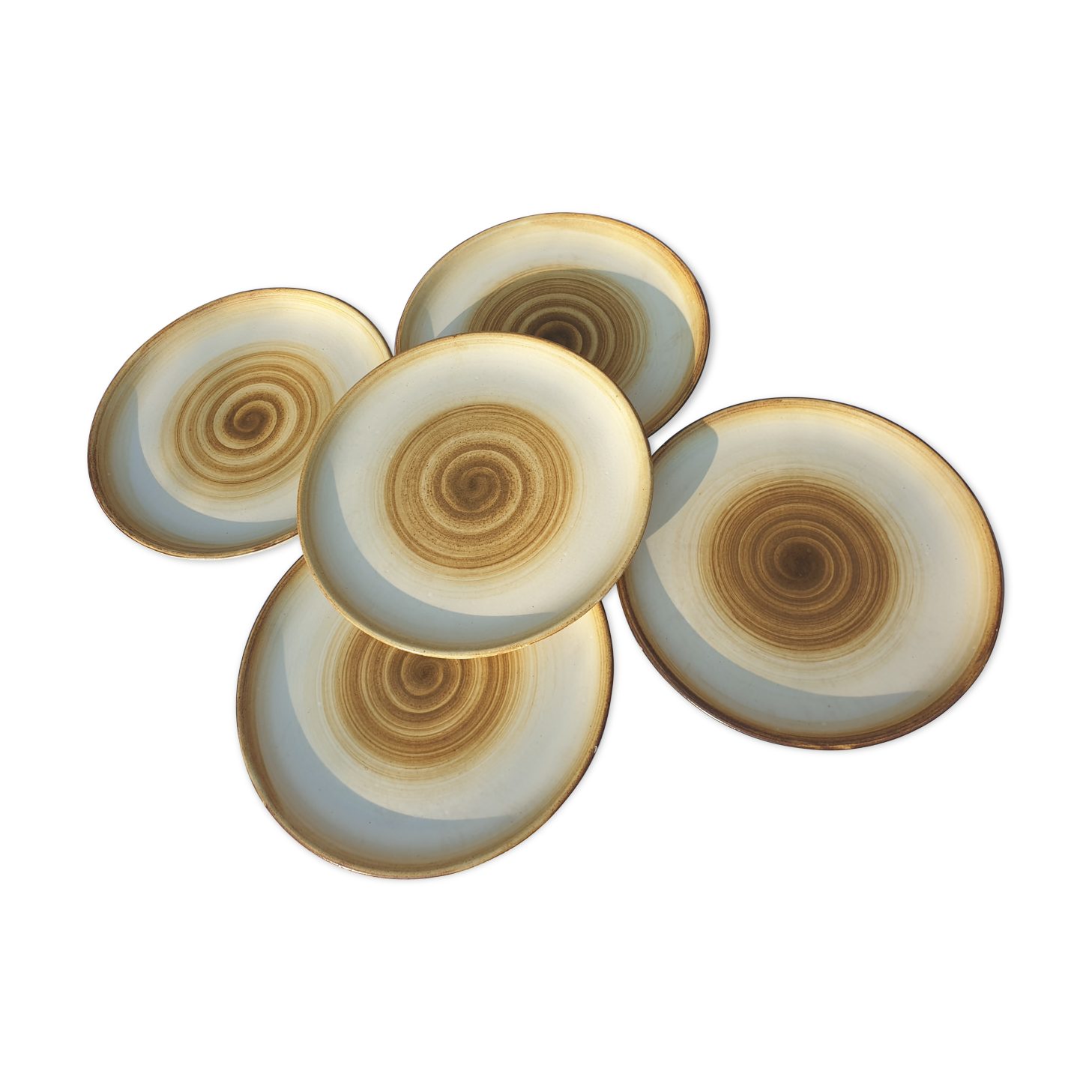 Set 5 plates longchamp 1970 spiral pattern diam24