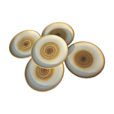 Set 5 assiettes grès Longchamp 1970 motif spirale diam24