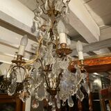 Cage chandelier with crystal tassels on bronze mount, Louis XV style
