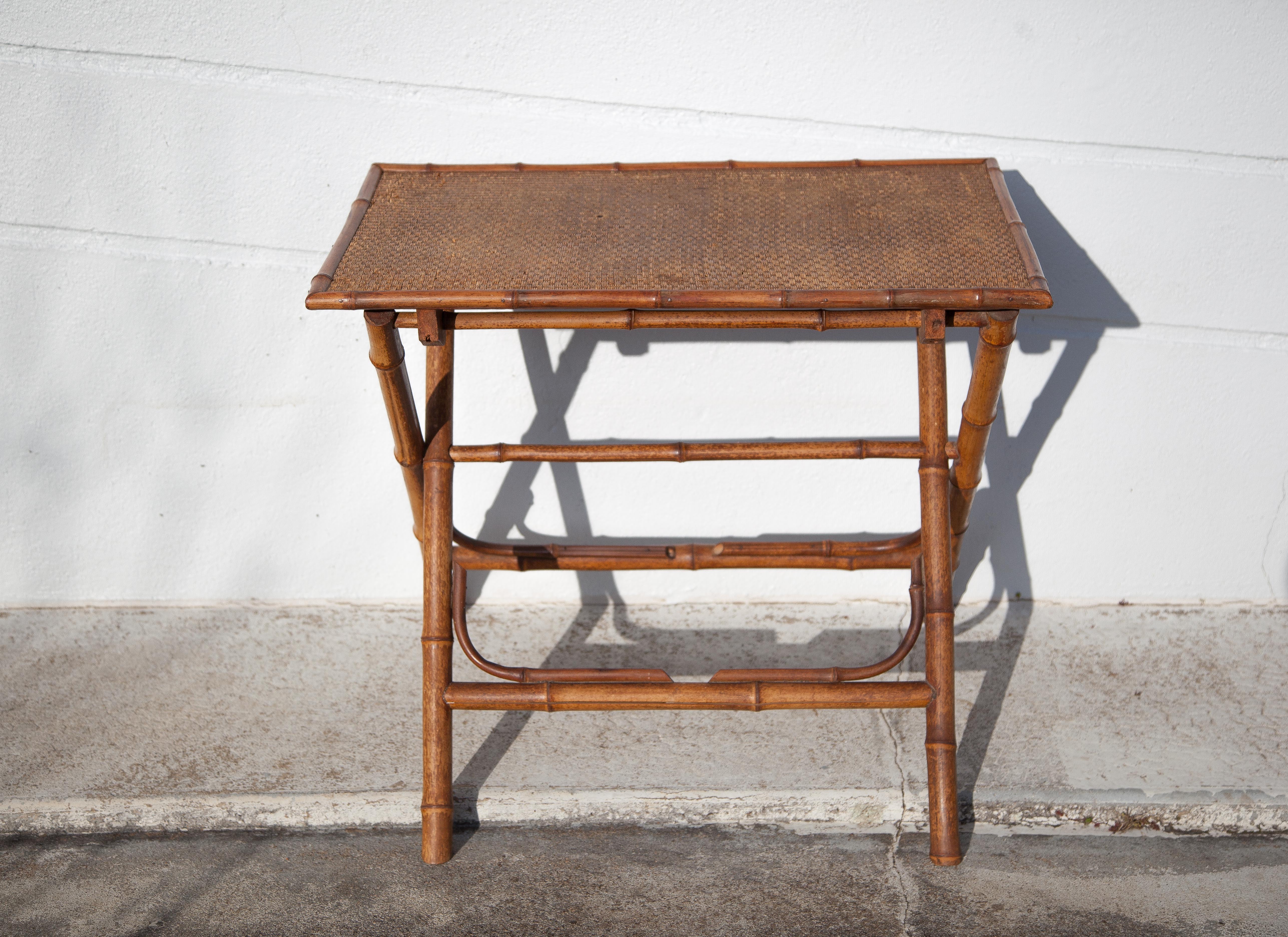 Folding bamboo table side table colonial style table, veranda, patio, interior decor