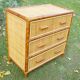 3-drawer chest vintage rattan and bamboo 1960-70
