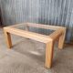 Glass coffee table in rattan/bamboo