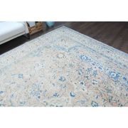 1970s Vintage Persian Handmade Wool Cotton Blue Area Rug 297x400