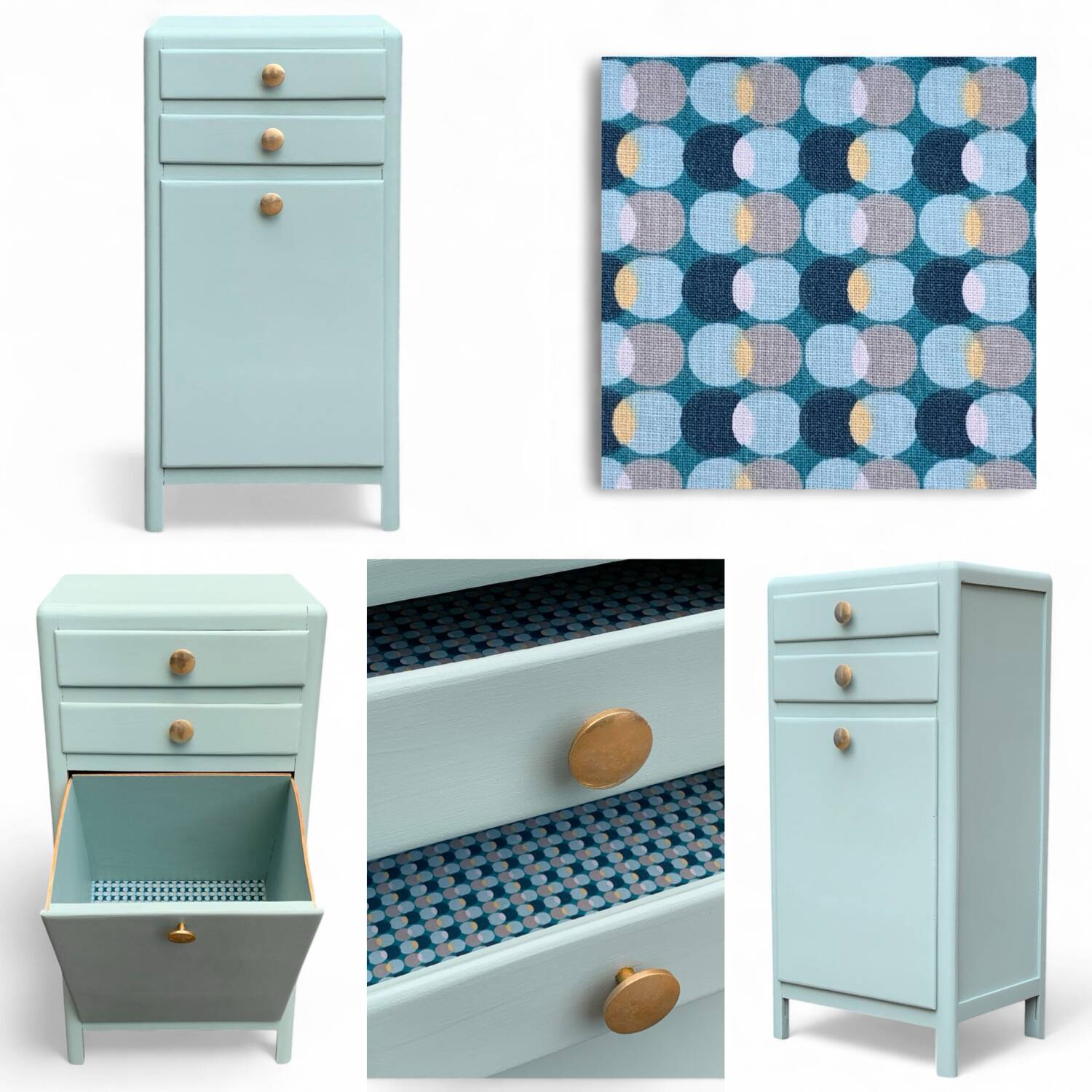 Vintage gray green bathroom chest of drawers