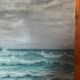 Ancient table, marine landscape, signed 20th century.