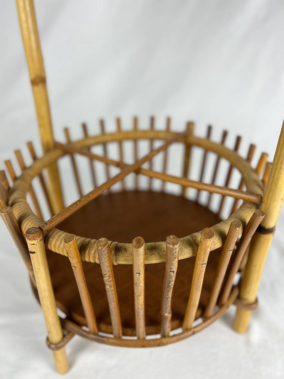 Art Deco style rattan work basket serving cart