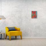 Abstract Red, Orange and Blue original painting on stretched canvas