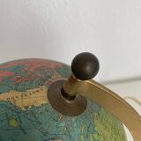 Vintage 1967 terrestrial globe Taride tripod gold glass world map - 22 cm