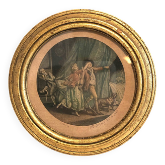 Old round gilded wood frame