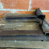 Pair of Fireplace Chenets Man with Hat Black Cast Iron Vintage #D703