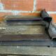Pair of Fireplace Chenets Man with Hat Black Cast Iron Vintage #D703