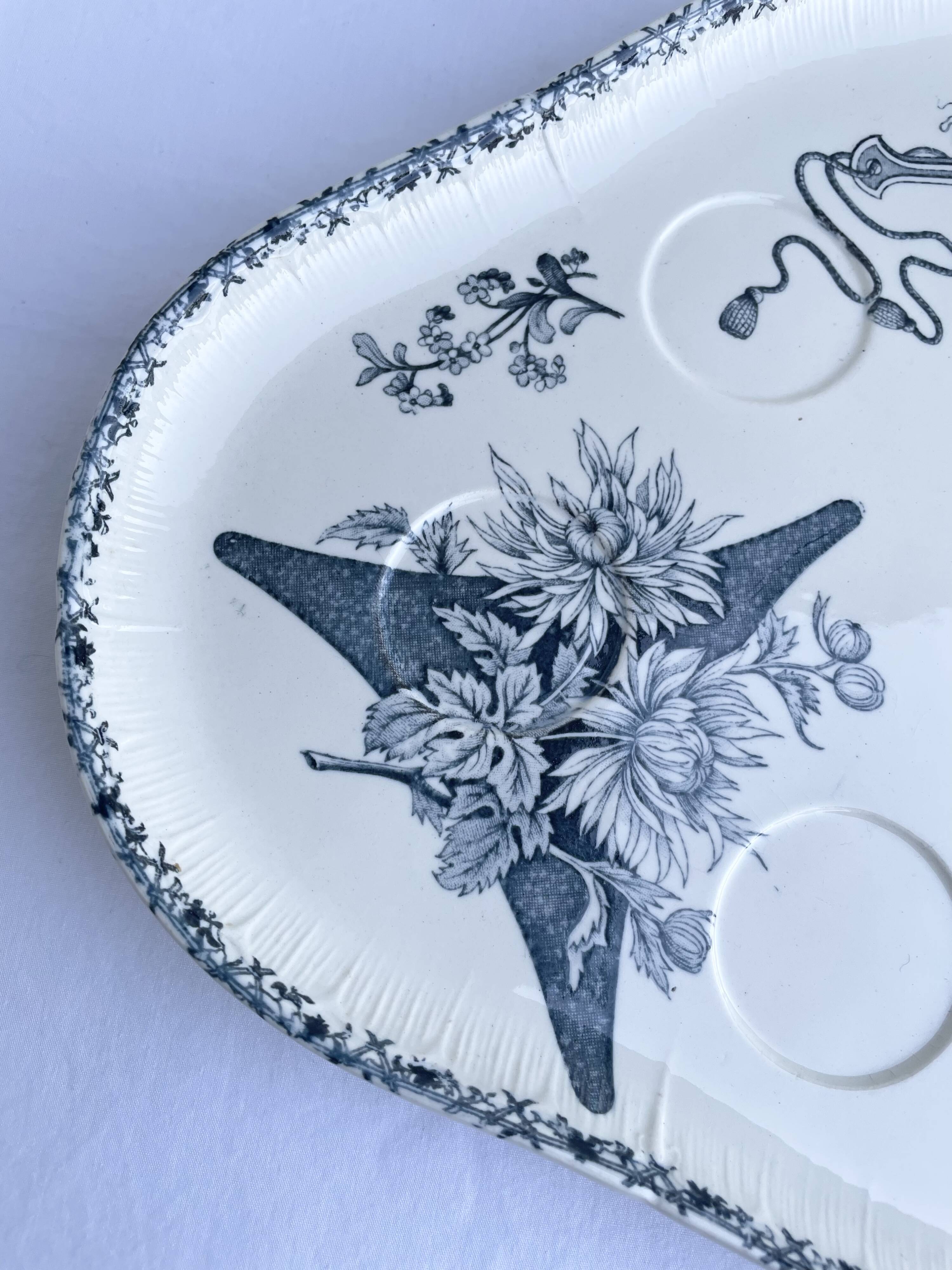 Old earthenware egg dish – Émile Bourgeois, late 19th century