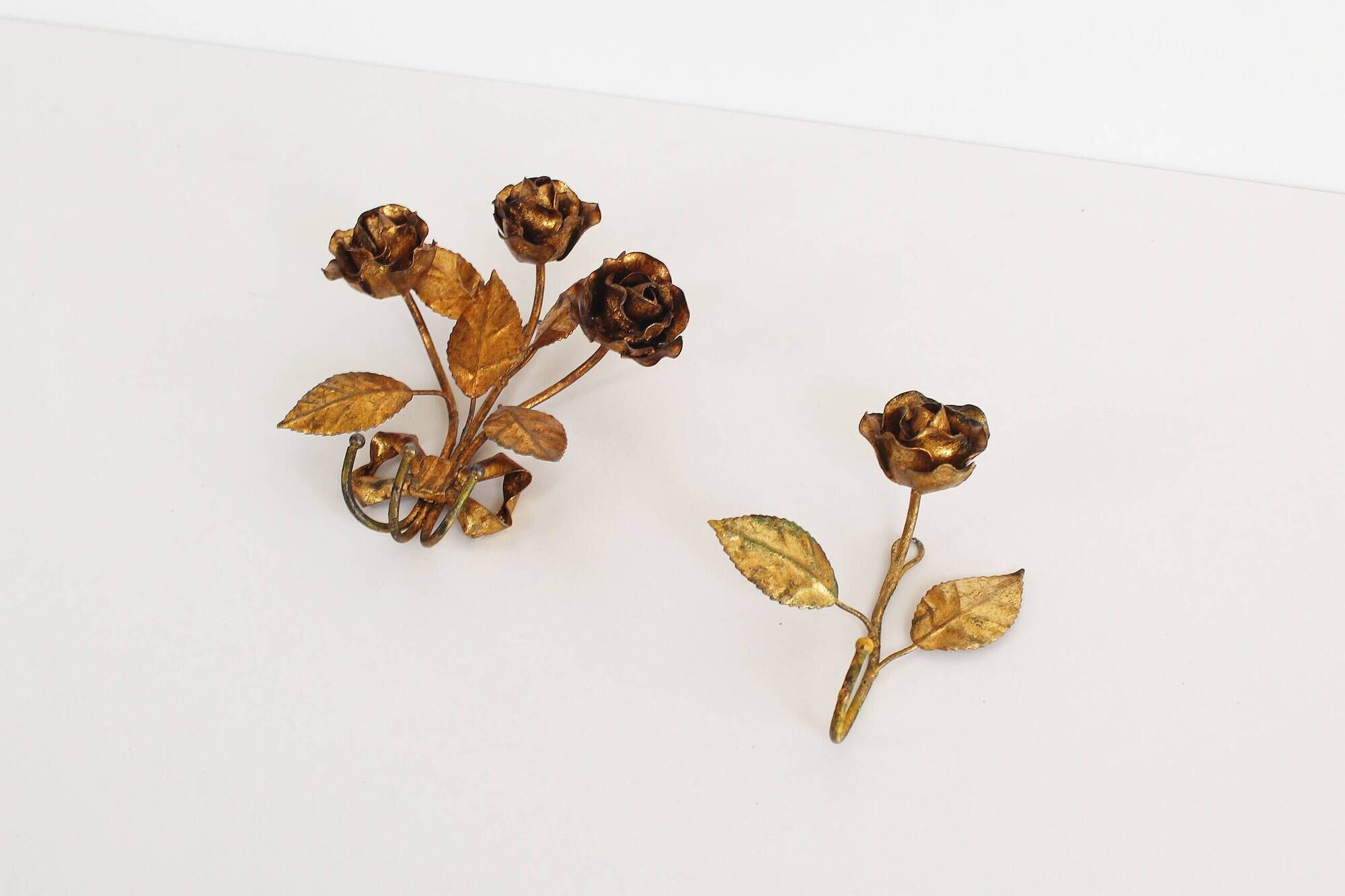 Set of 2 Original 1950's Italian gilt Toleware coat hangers