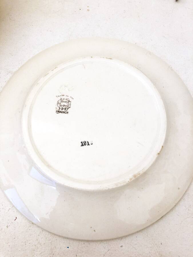 Flat ironstone plate, green floral model