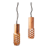 Pair of 20th century brutalist copper pendant lights
