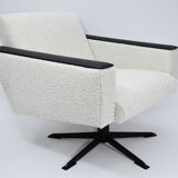 Fauteuil vintage Deutsche Democratic Republic DDR, années 1960, Bouclé blanc