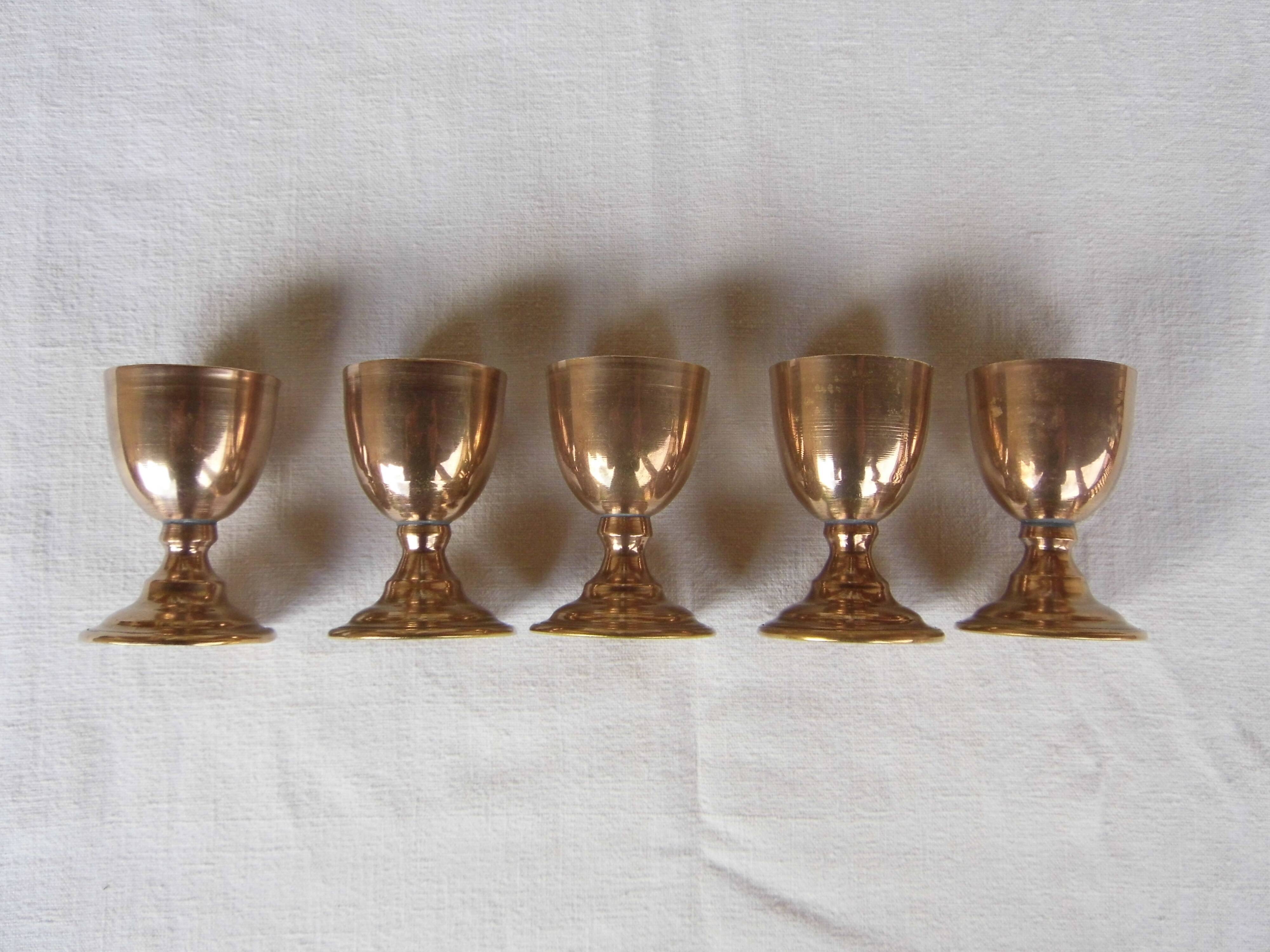 Service à caviar en laiton et verre soufflé