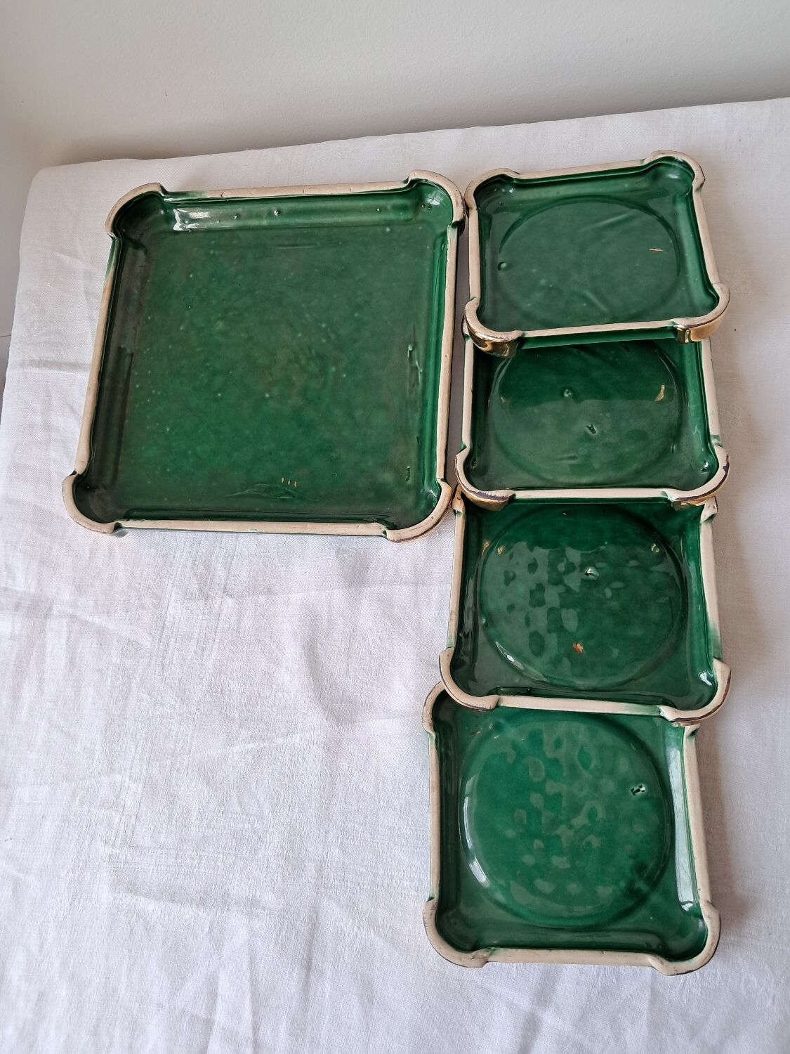 Ceramic trivets and glasses from Poët-Laval. Vintage