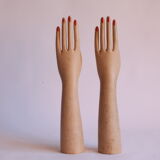 Wooden glove display mannequin hands, 1930s, set of 2.
