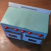Small metal stove, vintage toy 1950s