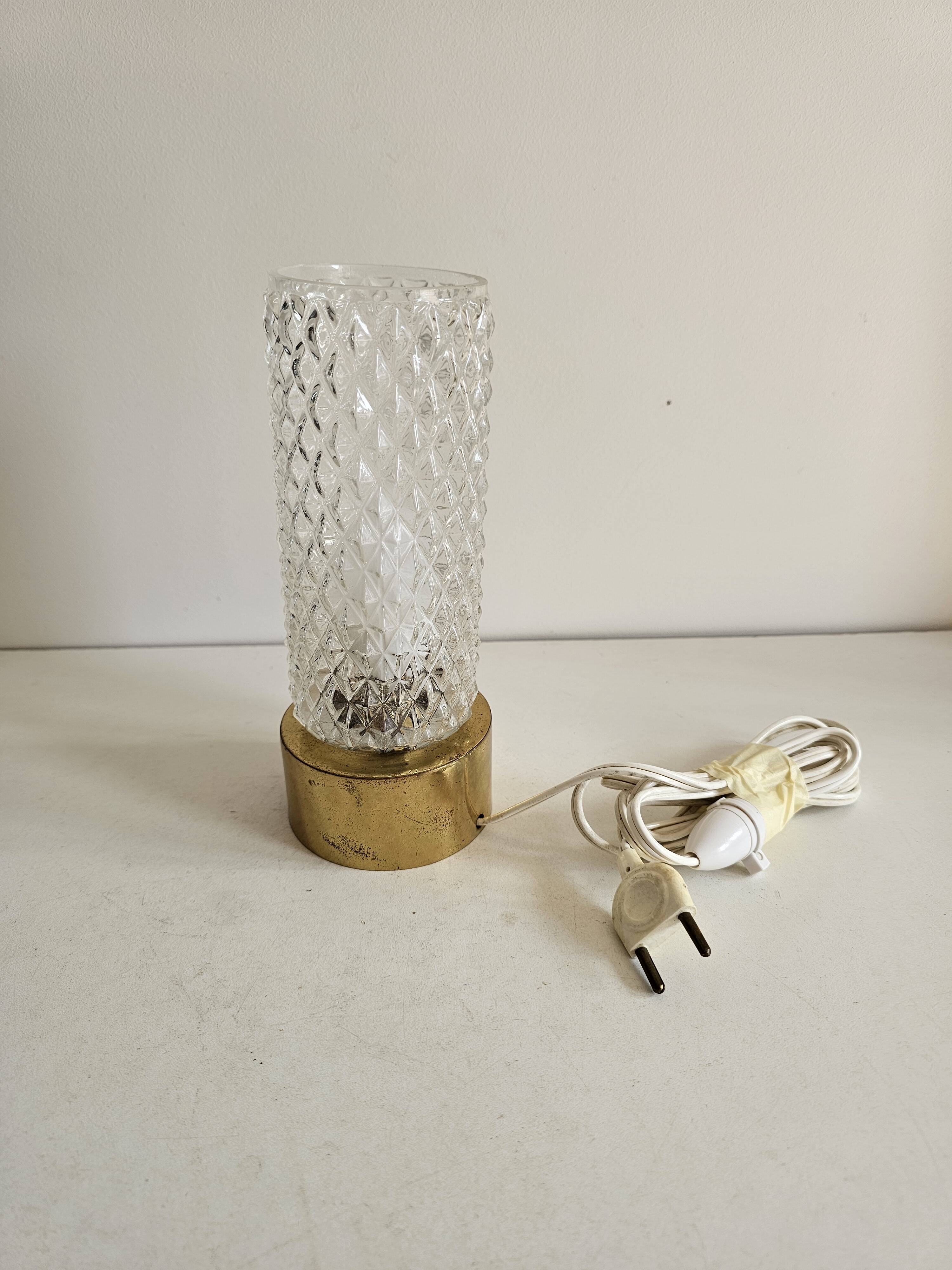 Table lamp made of glass and brass - 1970s