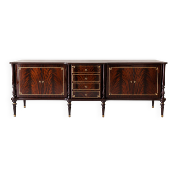 Vintage mahogany and brass enfilade bar, Louis XVI style.