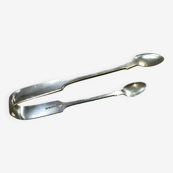 English sugar tongs in silver metal from the 1950s - L=14.5cm P=1.5cm