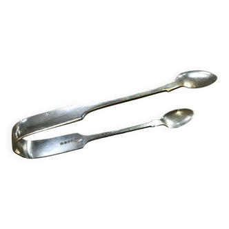 English sugar tongs in silver metal from the 1950s - L=14.5cm P=1.5cm