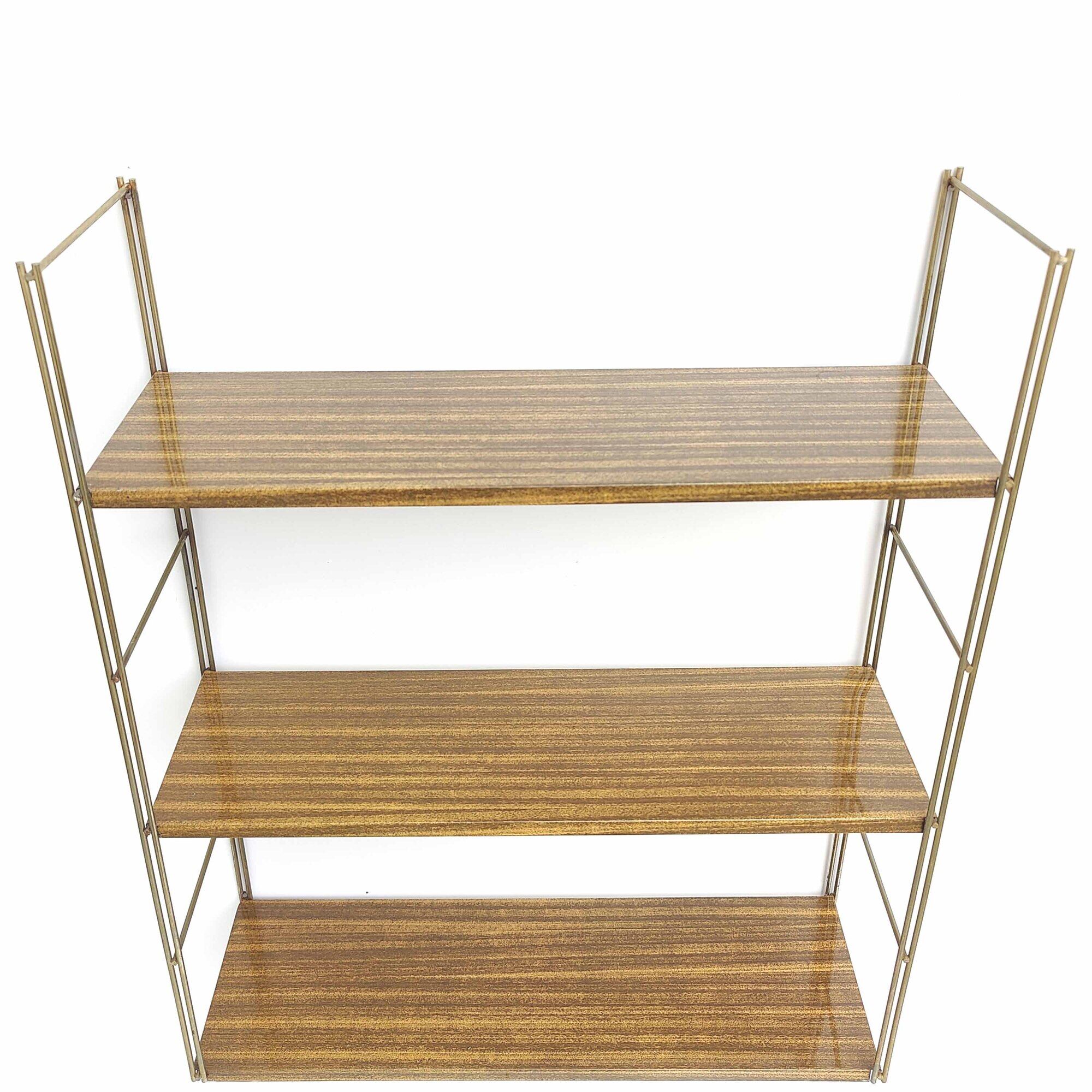 Vintage wall shelf gilded metal and wood style