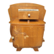 Art Deco bedside table from the 1930s, wooden marble vintage nightstand.