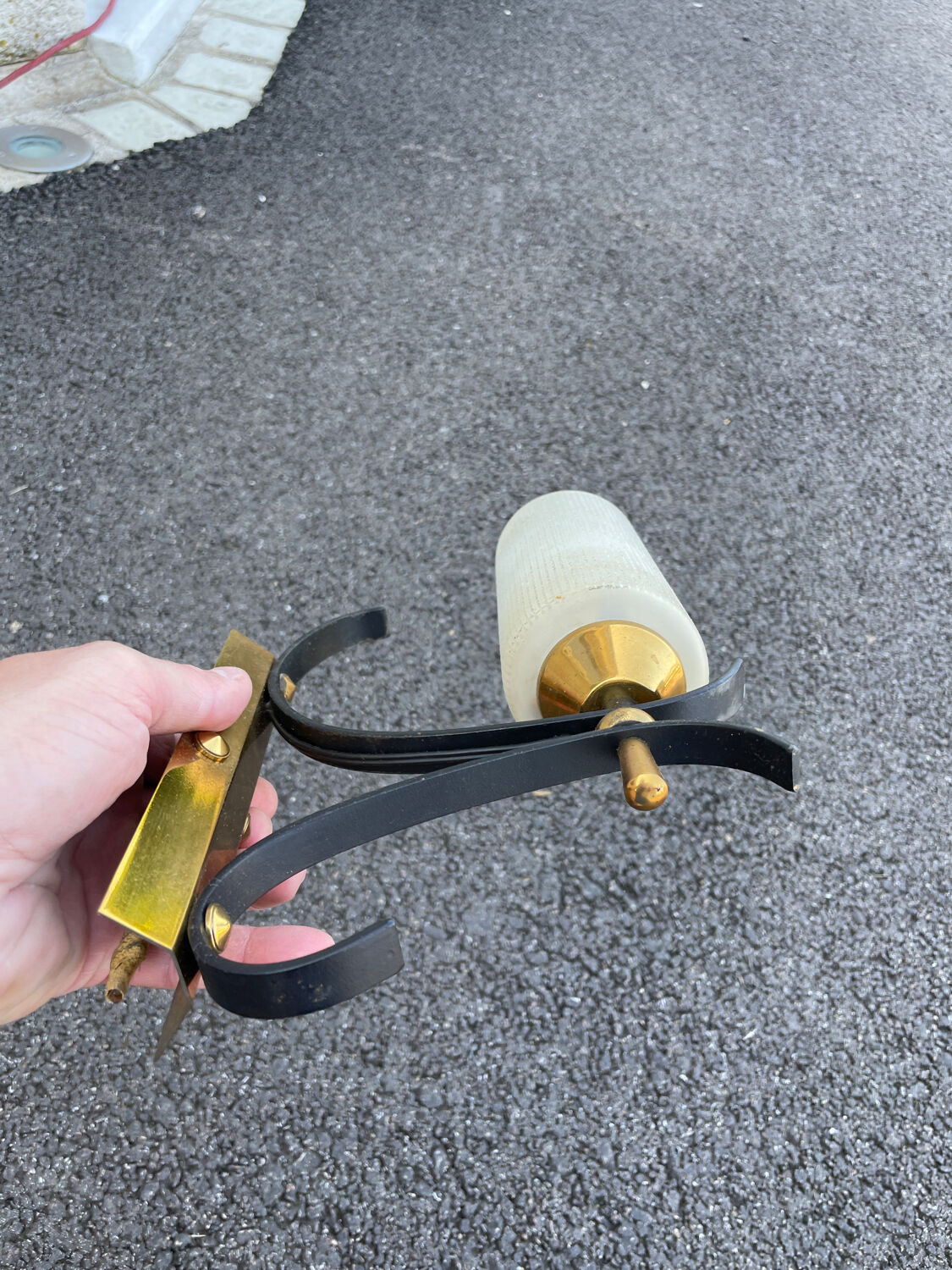 Pair of vintage wall lamps 1950-60 arlus metal and glass