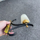 Pair of vintage wall lamps 1950-60 arlus metal and glass