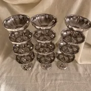 Vintage stainless steel footed bowls