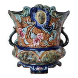 Antique ceramic macetero Barbotines Onnaing Siglo XIX Art Nouveau