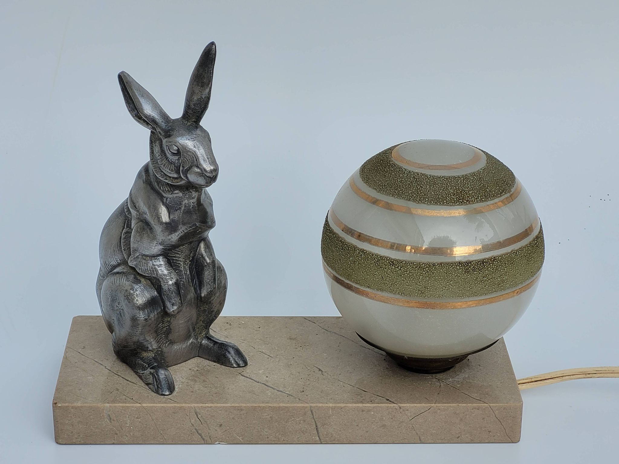 Ancienne  lampe de chevet veilleuse  art déco lapin dlg benjamin rabier