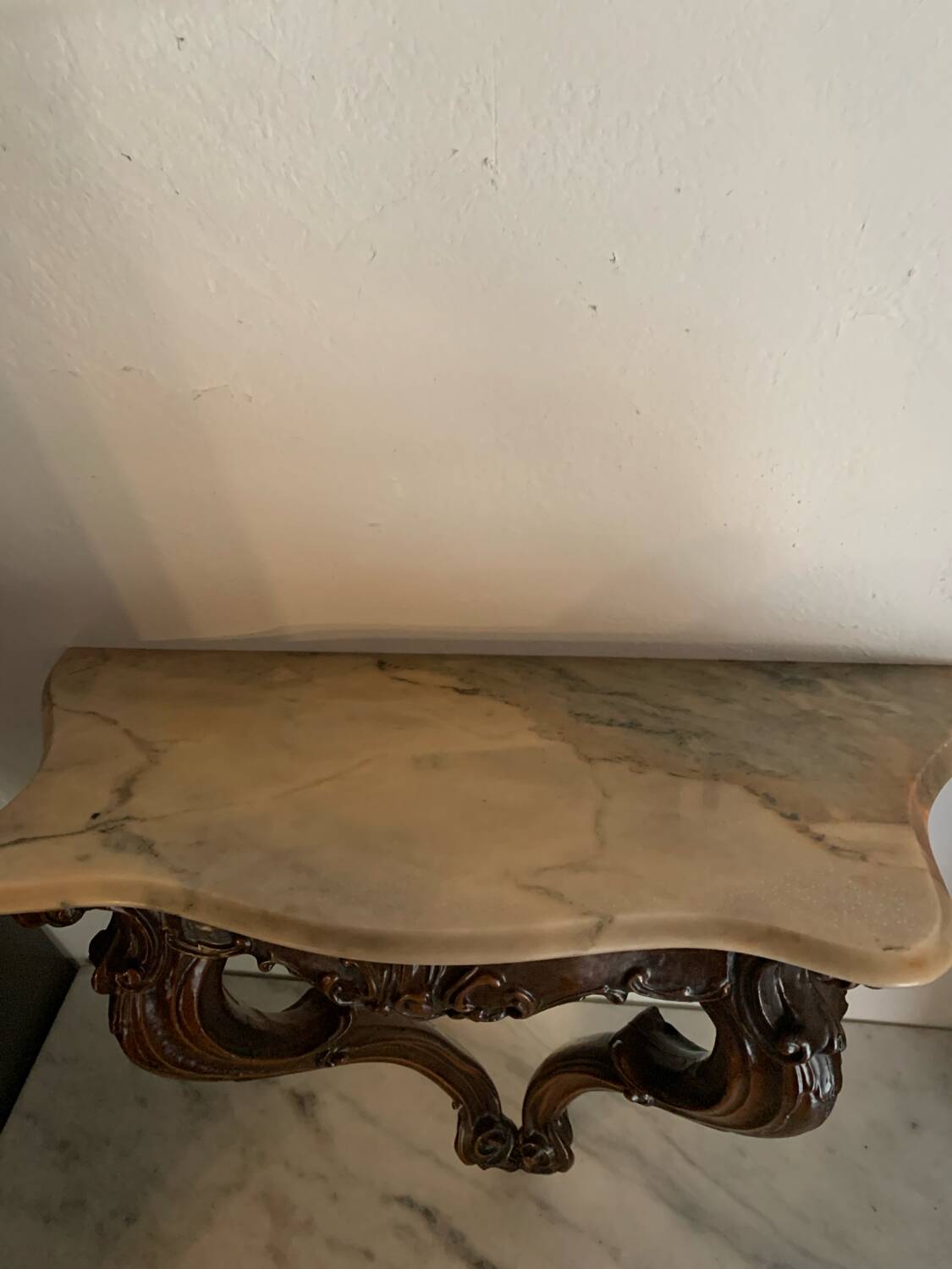Wood and marble wall console