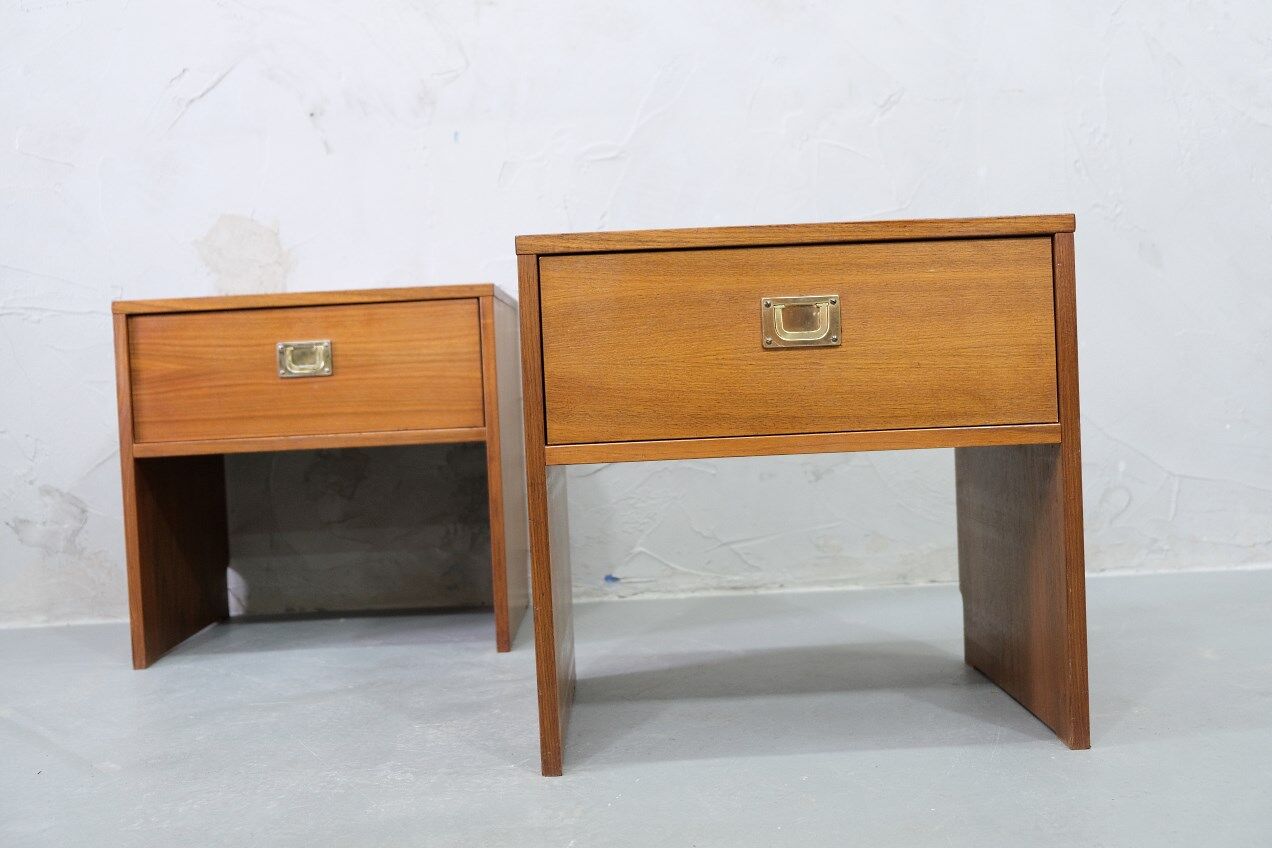 A pair of Scandinavian minimalist teak nightstand tables , 1960s