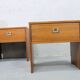 A pair of Scandinavian minimalist teak nightstand tables , 1960s